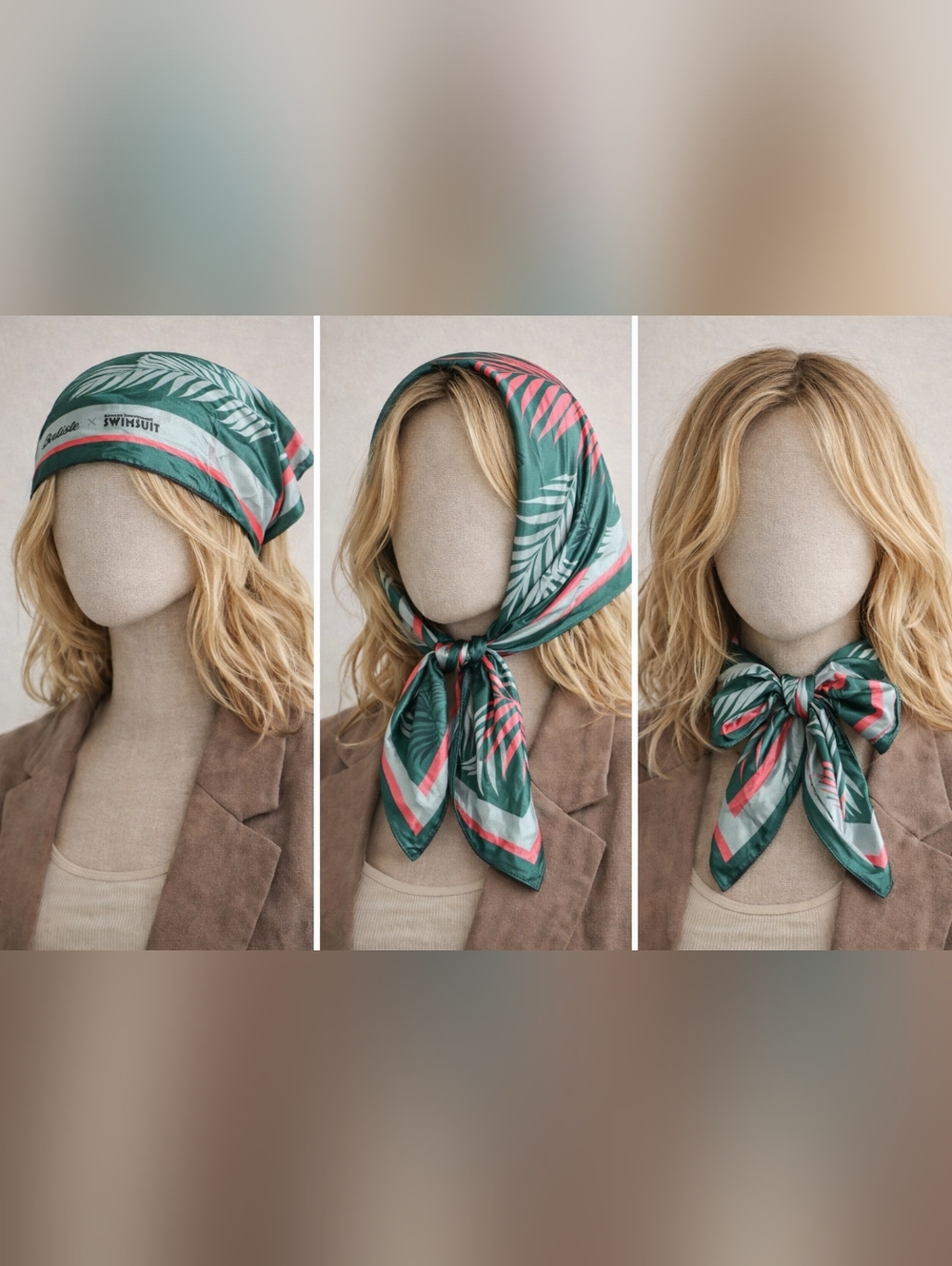 Batiste x Sports Illustrated Tropical Scarf Green Pink 22"